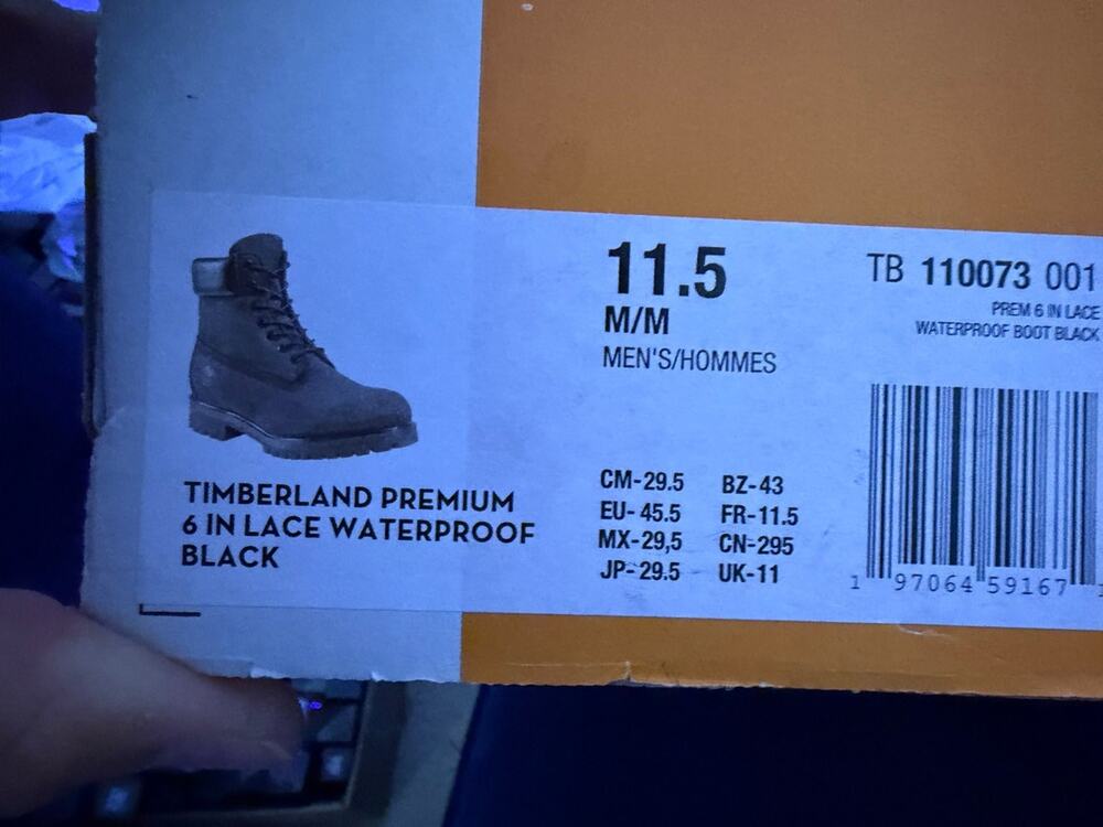 Timberland Premium 6-Inch Waterproof Boot Black men’s size 11.5